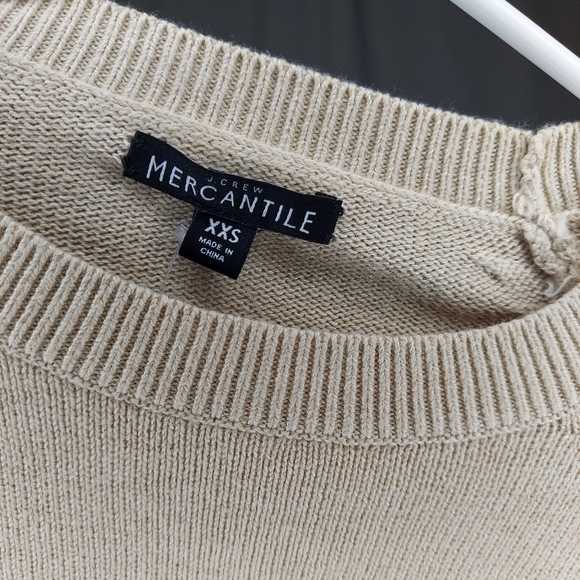 J Crew Mercantile Sweater Women XXS Tassel Tie Contrasting Sleeve Wool Cotton - Picture 3 of 9